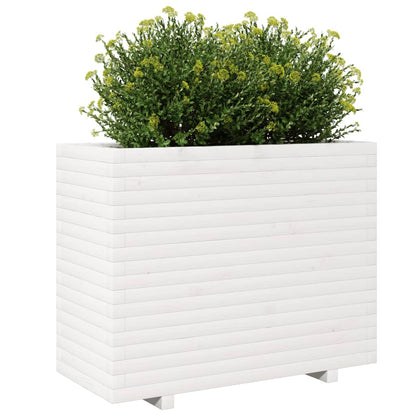 Odlingslåda vit 90x40x72,5 cm massiv furu