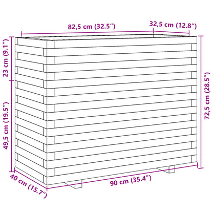 Odlingslåda vaxbrun 90x40x72,5 cm massiv furu