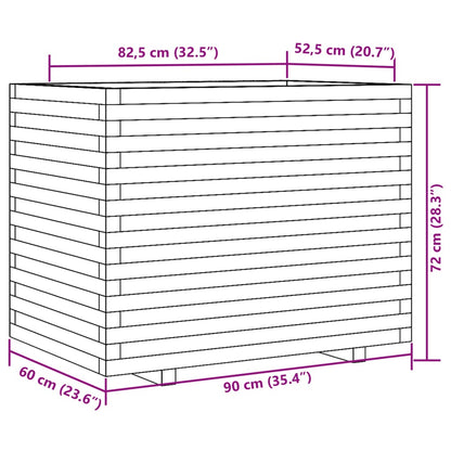 Odlingslåda vaxbrun 90x60x72 cm massiv furu