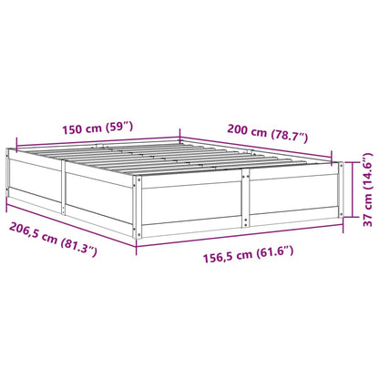 Sängram utan madrass 150x200 cm massiv furu