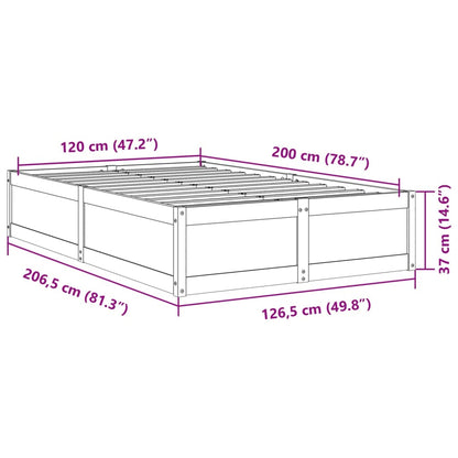 Sängram utan madrass 120x200 cm massiv furu