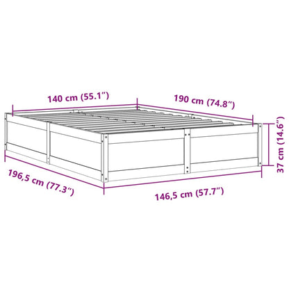 Sängram utan madrass 140x190 cm massiv furu