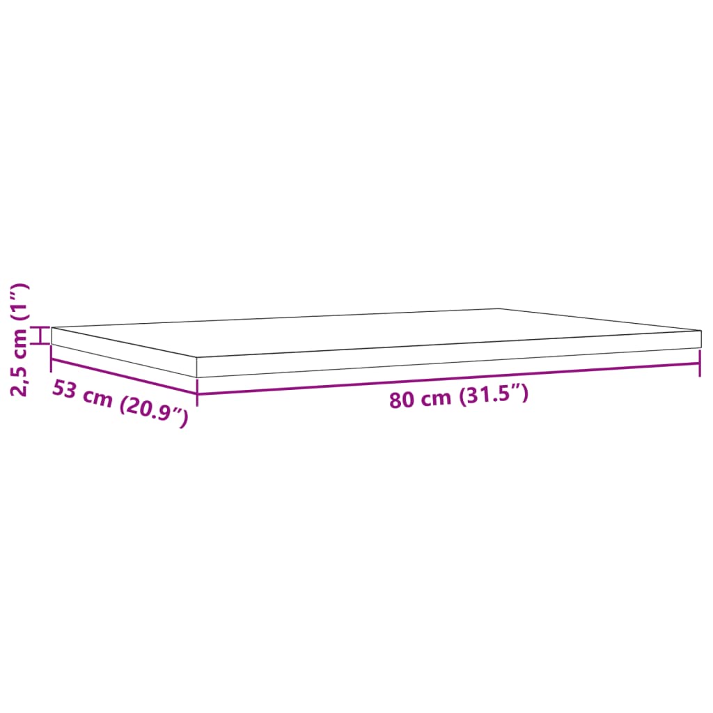 Bordsskivor 3 st 80x53x2,5 cm rektangulär massiv furu