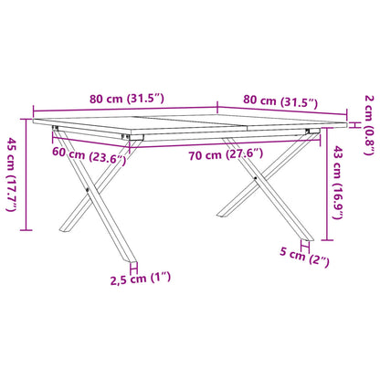 Soffbord X-ram 80x80x45 cm massiv furu och stål