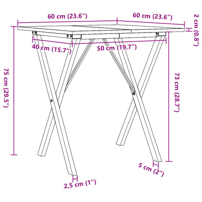 Matbord X-ram 60x60x75 cm massiv furu och stål