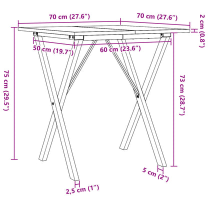 Matbord X-ram 70x70x75 cm massiv furu och stål