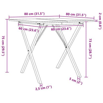 Matbord X-ram 80x80x75 cm massiv furu och stål