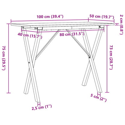 Matbord X-ram 100x50x75 cm massiv furu och stål