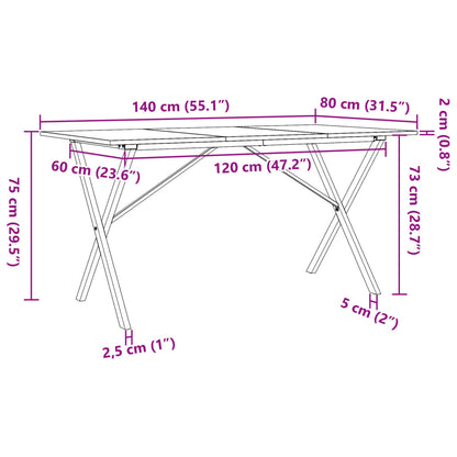 Matbord X-ram 140x80x75 cm massiv furu och stål