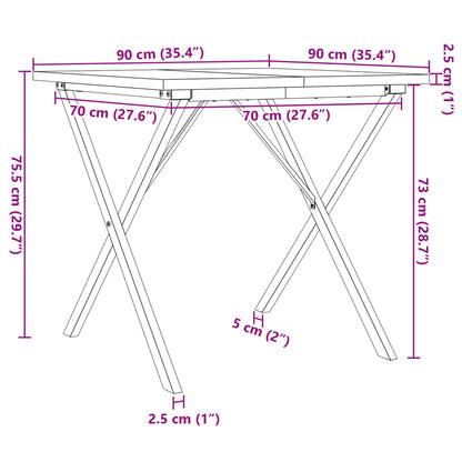 Matbord X-ram 90x90x75,5 cm massiv furu och stål