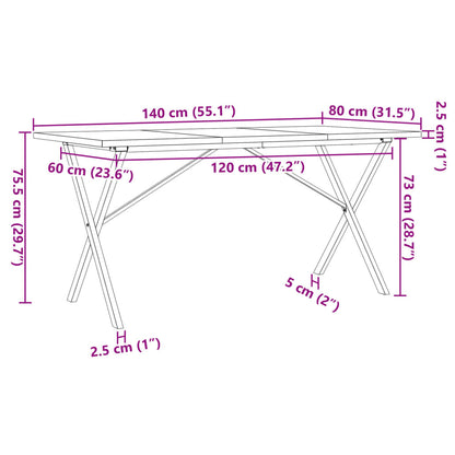 Matbord X-ram 140x80x75,5 cm massiv furu och stål