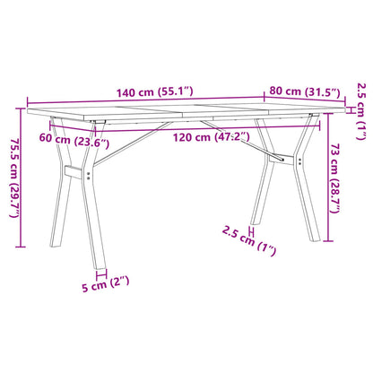 Matbord Y-ram 140x80x75,5 cm massiv furu och stål