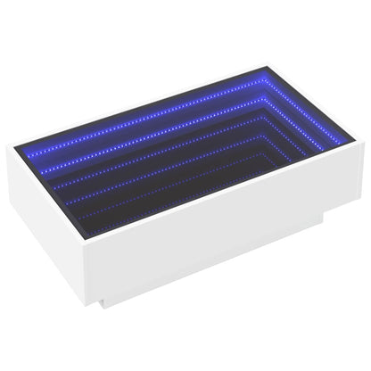 Soffbord med LEDs vit 90x50x30 cm konstruerat trä