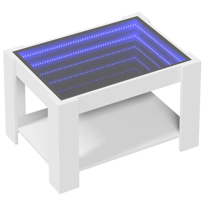 Soffbord med LEDs vit 73x53x45 cm konstruerat trä