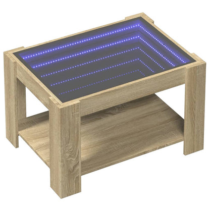 Soffbord med LEDs sonoma-ek 73x53x45 cm konstruerat trä