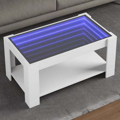 Soffbord med LEDs vit 93x53x45 cm konstruerat trä