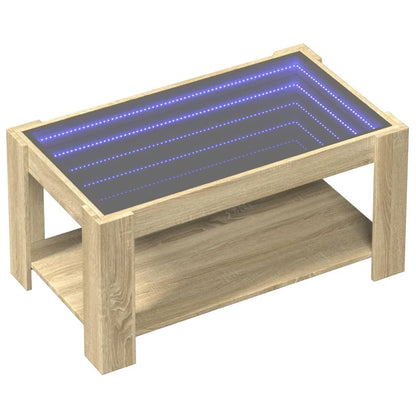 Soffbord med LEDs sonoma-ek 93x53x45 cm konstruerat trä