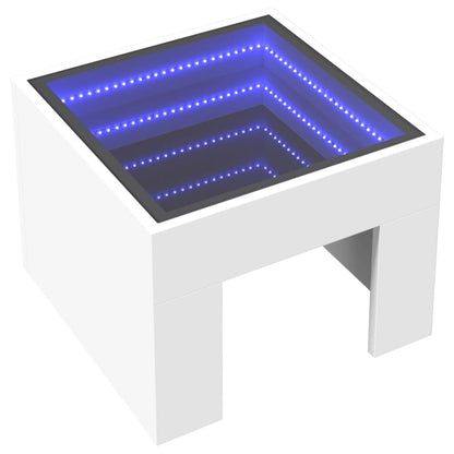 Soffbord med Infinity LEDs vit 40x40x30 cm