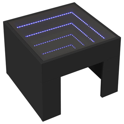 Soffbord med Infinity LEDs svart 40x40x30 cm