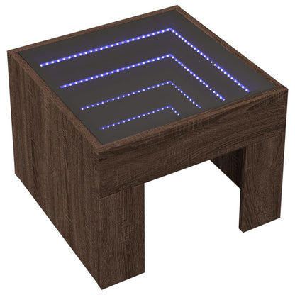 Soffbord med Infinity LEDs brun ek 40x40x30 cm