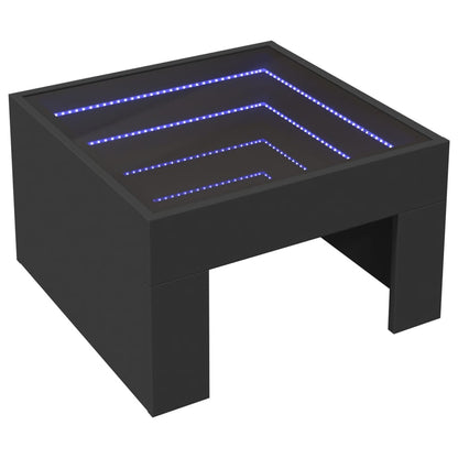 Soffbord med Infinity LEDs svart 50x50x30 cm