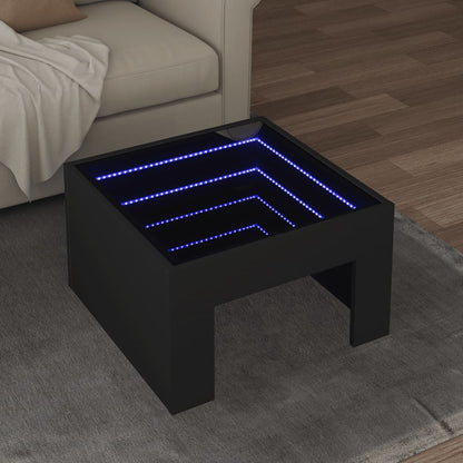 Soffbord med Infinity LEDs svart 50x50x30 cm