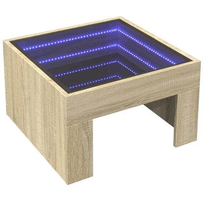 Soffbord med Infinity LEDs sonoma-ek 50x50x30 cm