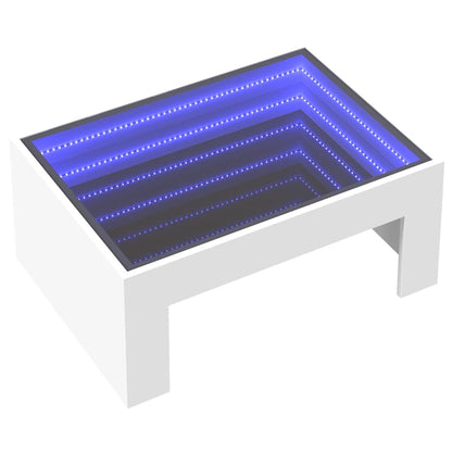 Soffbord med Infinity LEDs vit 70x50x30 cm