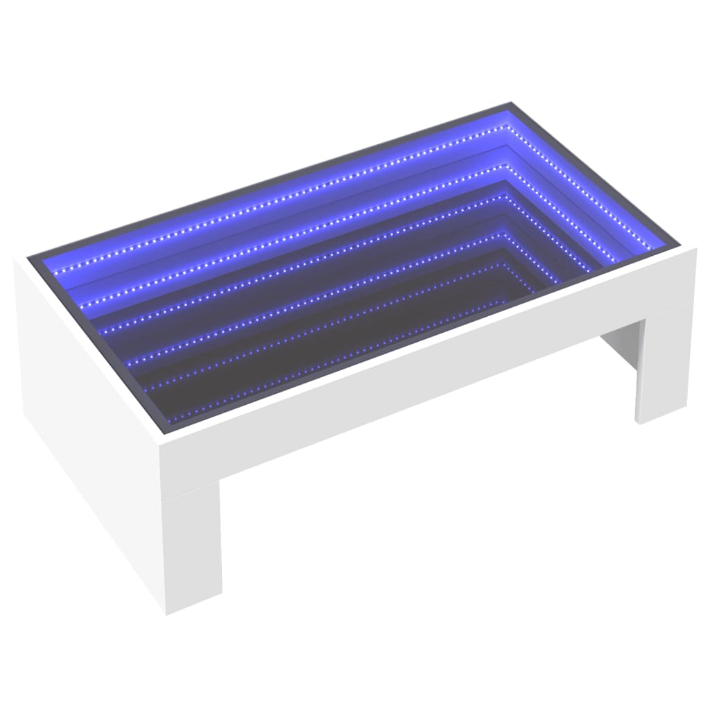 Soffbord med Infinity LEDs vit 90x50x30 cm