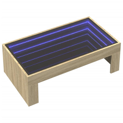 Soffbord med Infinity LEDs sonoma-ek 90x50x30 cm