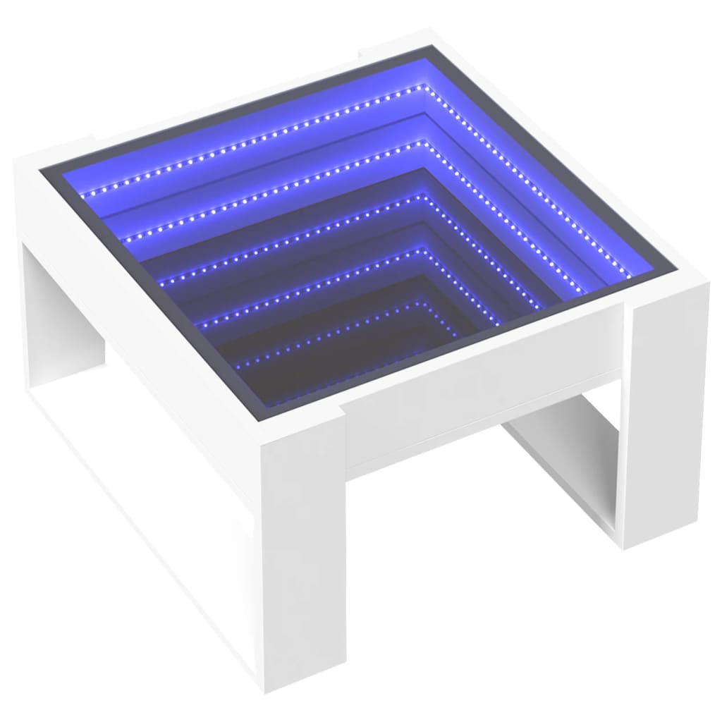 Soffbord med Infinity LEDs vit 50x53x30 cm