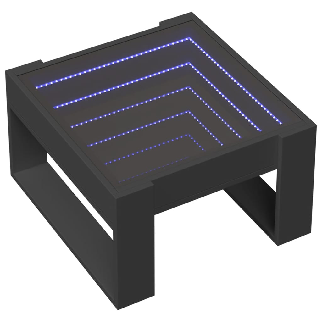 Soffbord med Infinity LEDs svart 50x53x30 cm