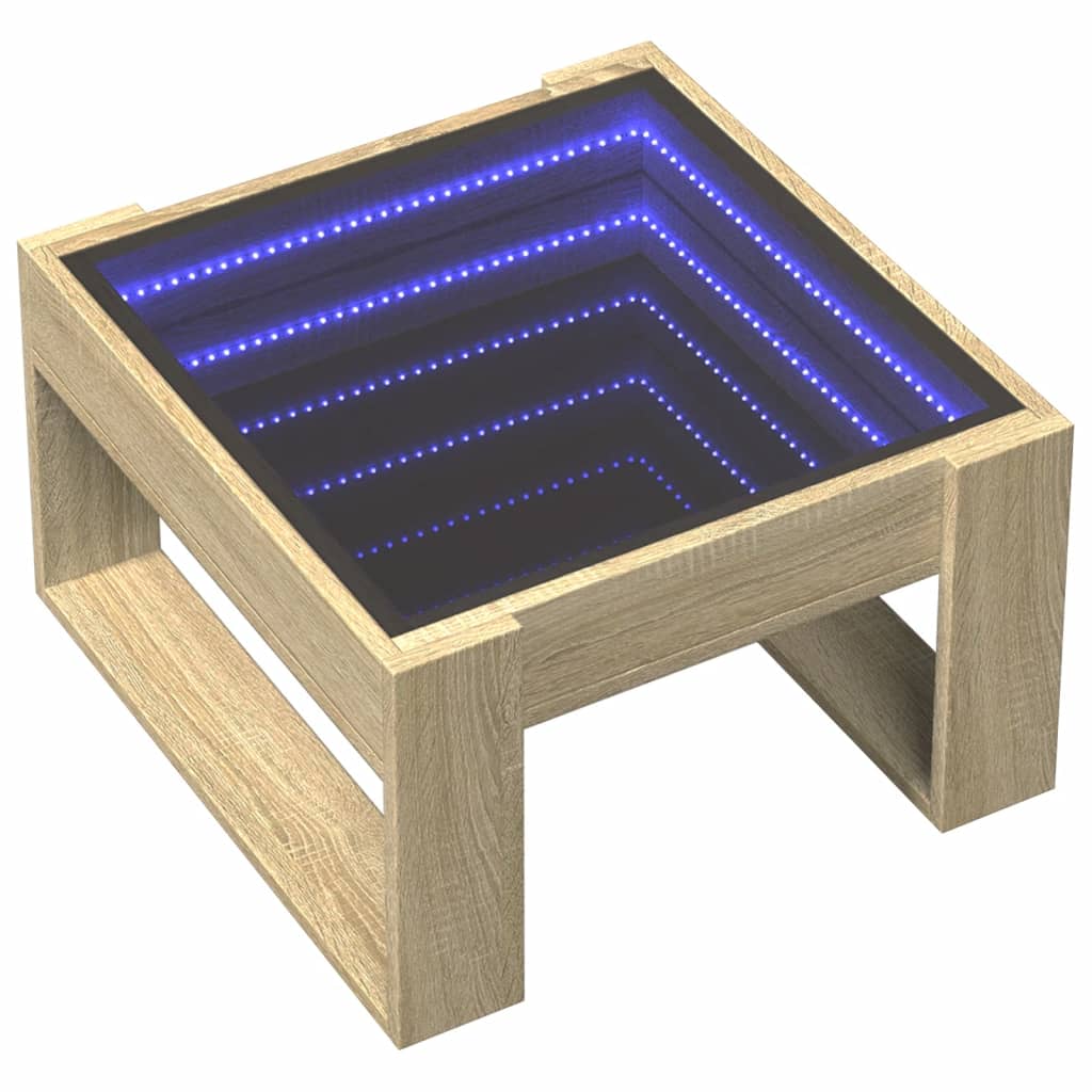 Soffbord med Infinity LEDs sonoma-ek 50x53x30 cm