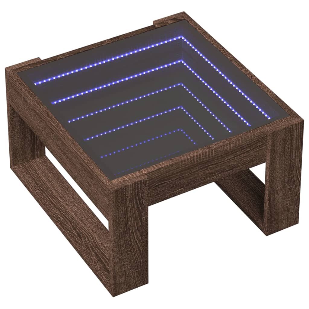 Soffbord med Infinity LEDs brun ek 50x53x30 cm