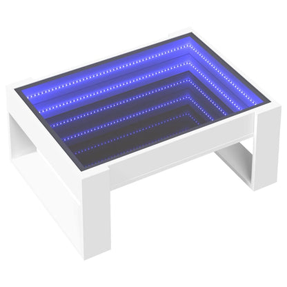 Soffbord med Infinity LEDs vit 70x53x30 cm