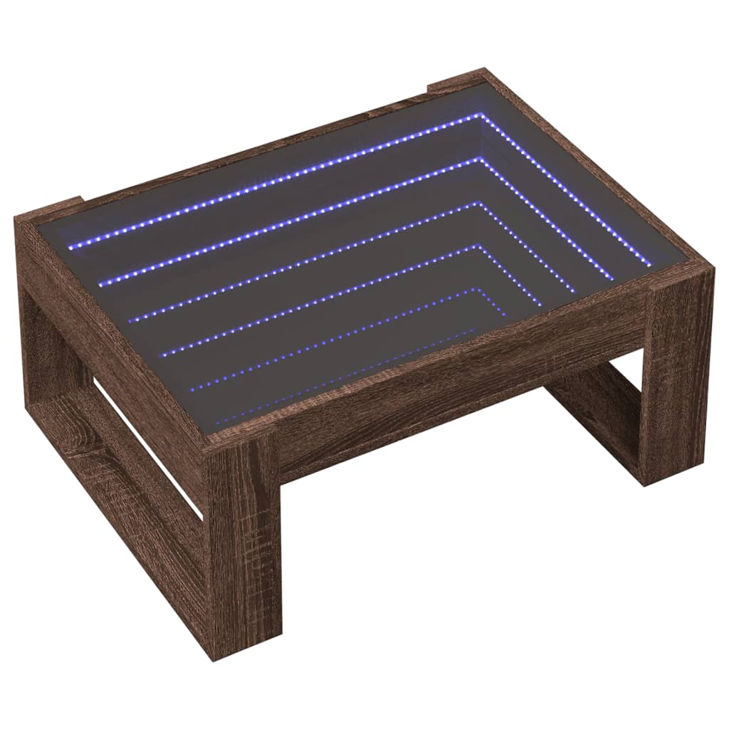 Soffbord med Infinity LEDs brun ek 70x53x30 cm