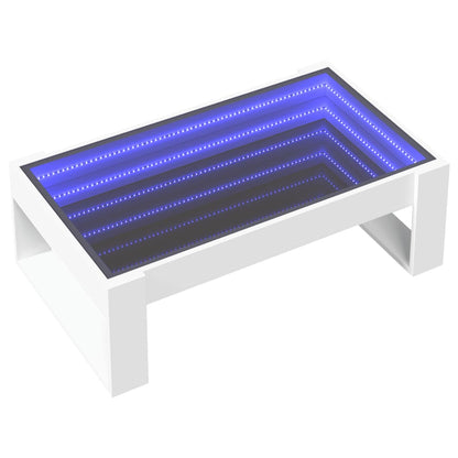 Soffbord med Infinity LEDs vit 90x53x30 cm