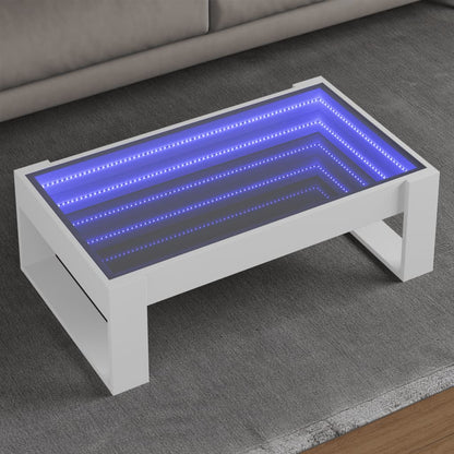 Soffbord med Infinity LEDs vit 90x53x30 cm