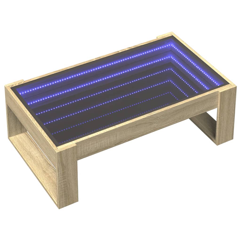 Soffbord med Infinity LEDs sonoma-ek 90x53x30 cm