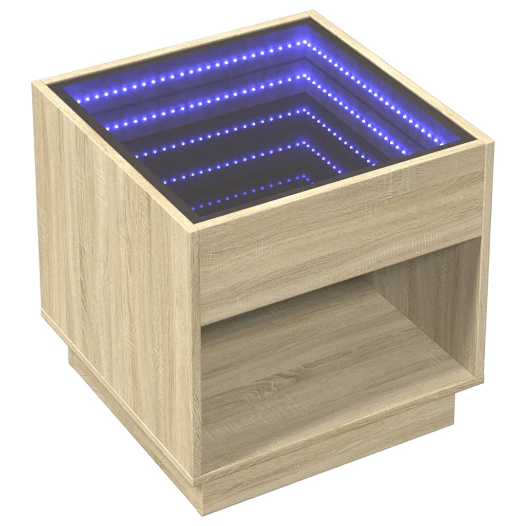 Soffbord med Infinity LEDs sonoma-ek 50x50x50 cm