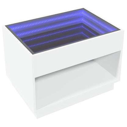 Soffbord med Infinity LEDs vit 70x50x50 cm