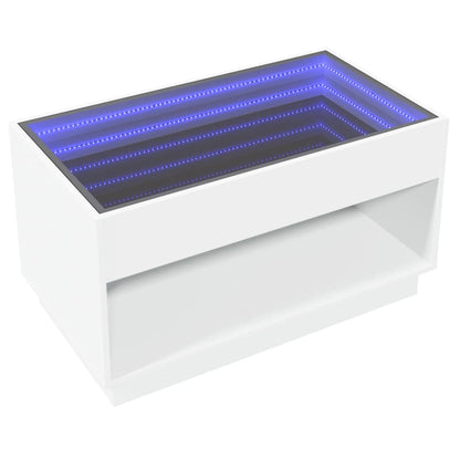 Soffbord med Infinity LEDs vit 90x50x50 cm