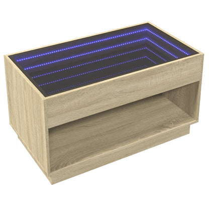 Soffbord med Infinity LEDs sonoma-ek 90x50x50 cm