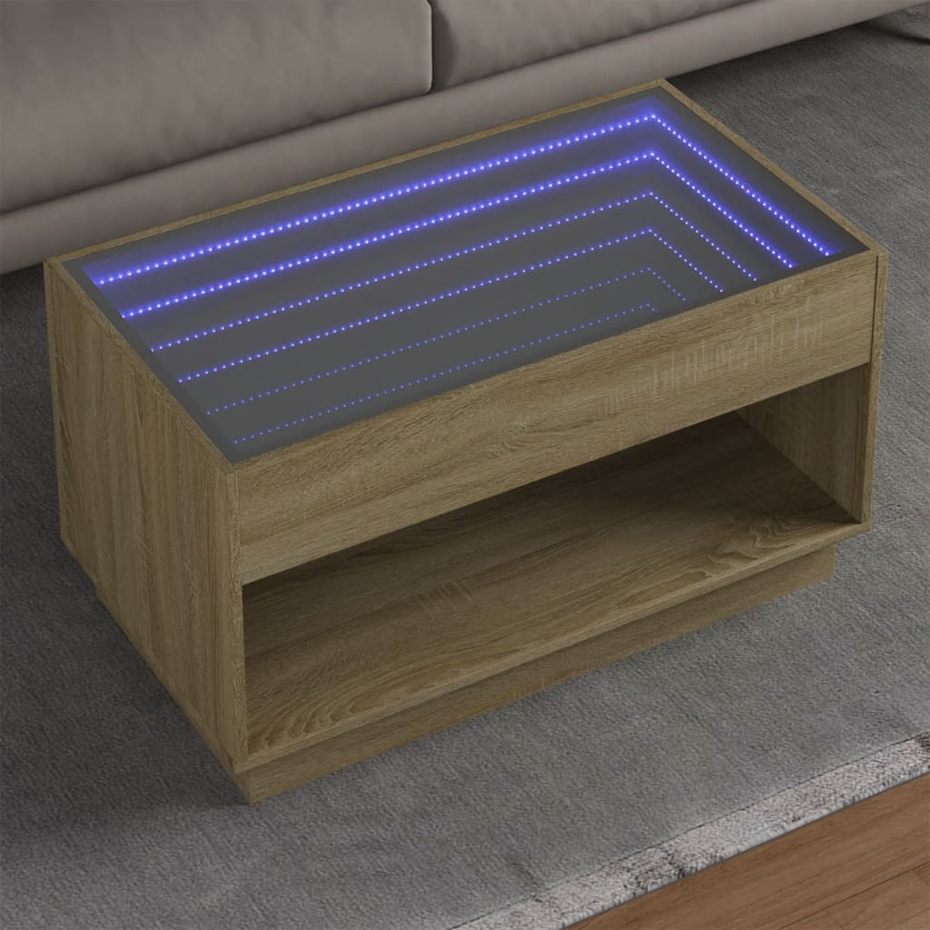 Soffbord med Infinity LEDs sonoma-ek 90x50x50 cm