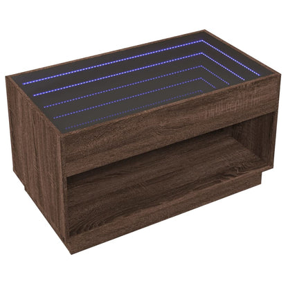 Soffbord med Infinity LEDs brun ek 90x50x50 cm