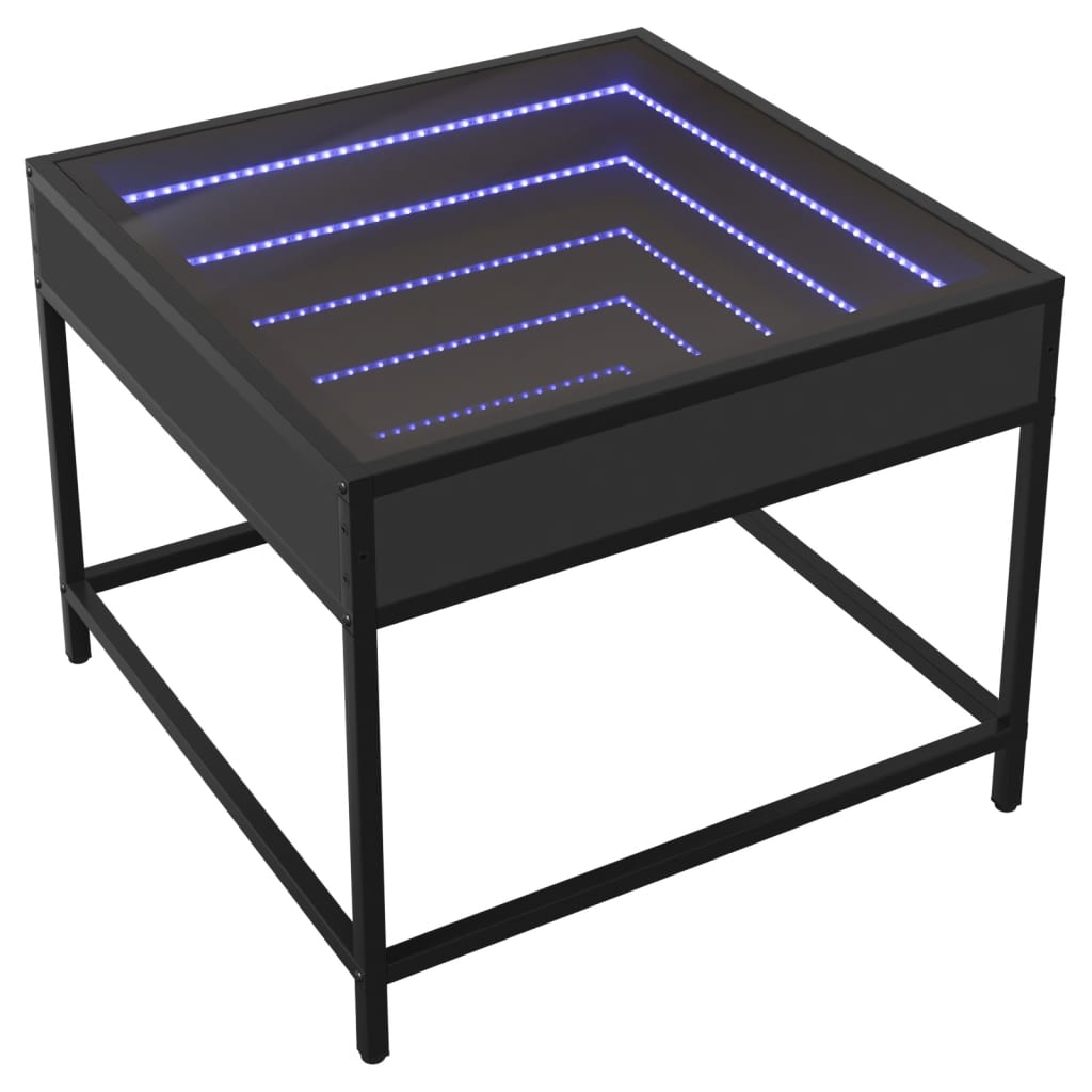 Soffbord med Infinity LEDs svart 50x50x41 cm