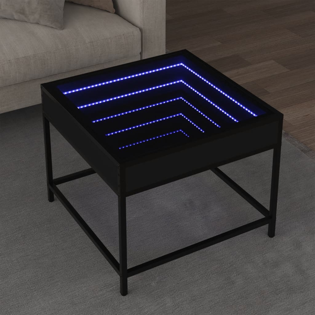 Soffbord med Infinity LEDs svart 50x50x41 cm