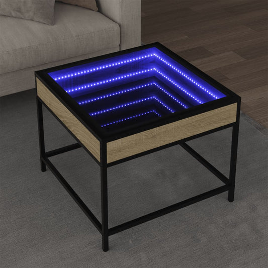 Soffbord med Infinity LEDs sonoma-ek 50x50x41 cm