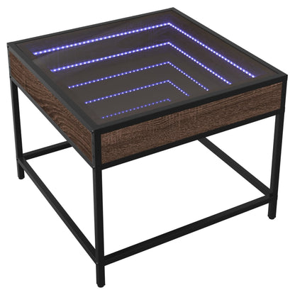 Soffbord med Infinity LEDs brun ek 50x50x41 cm