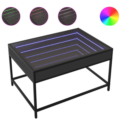 Soffbord med Infinity LEDs svart 70x50x41 cm